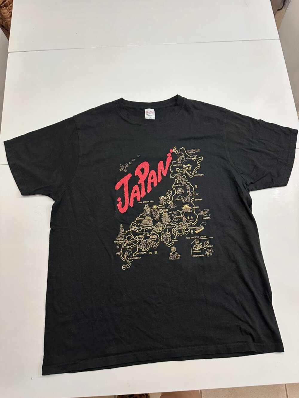 Printstar Japan Souvenir Travel Map Graphic Tee T-Shirt Black XXL